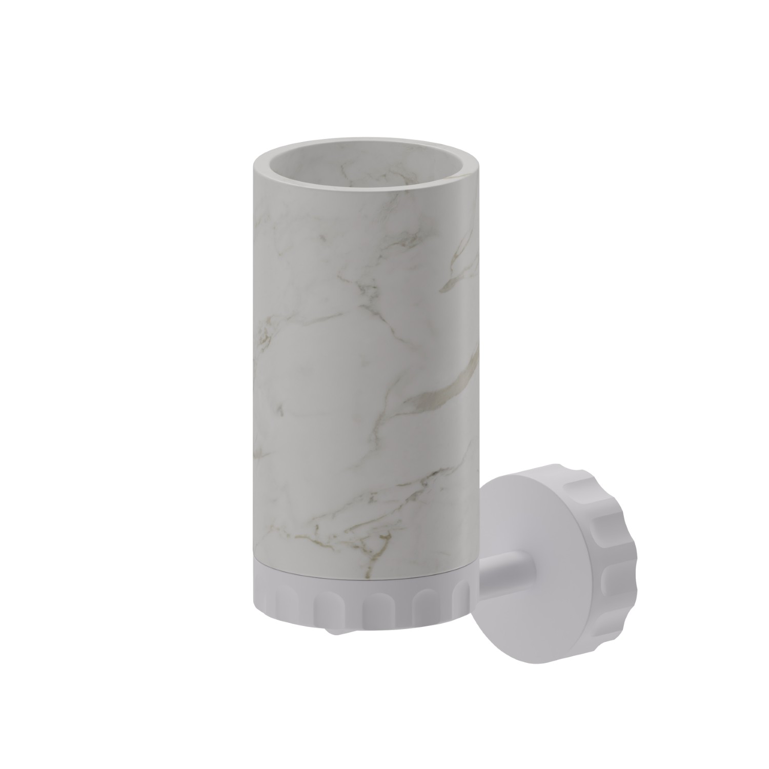 Wall-mounted tumbler holder. White marble - finish Matt White