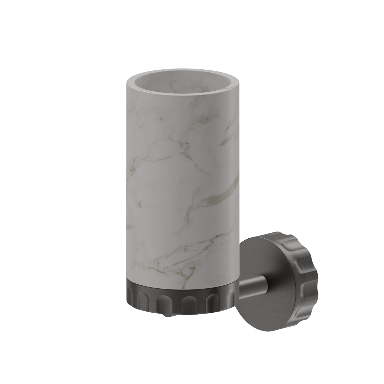 Porta bicchiere a muro. Marmo Calacatta - finitura PVD Brushed Gun Metal