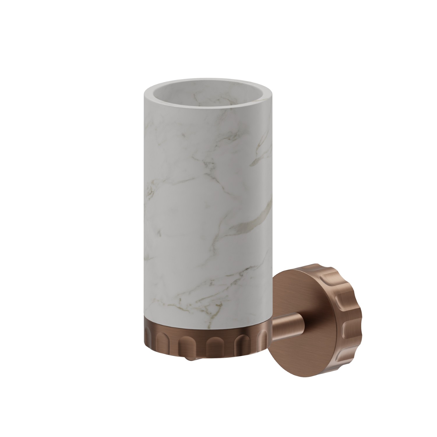 Porta bicchiere a muro. Marmo Calacatta - finitura PVD Brushed Copper Bronze