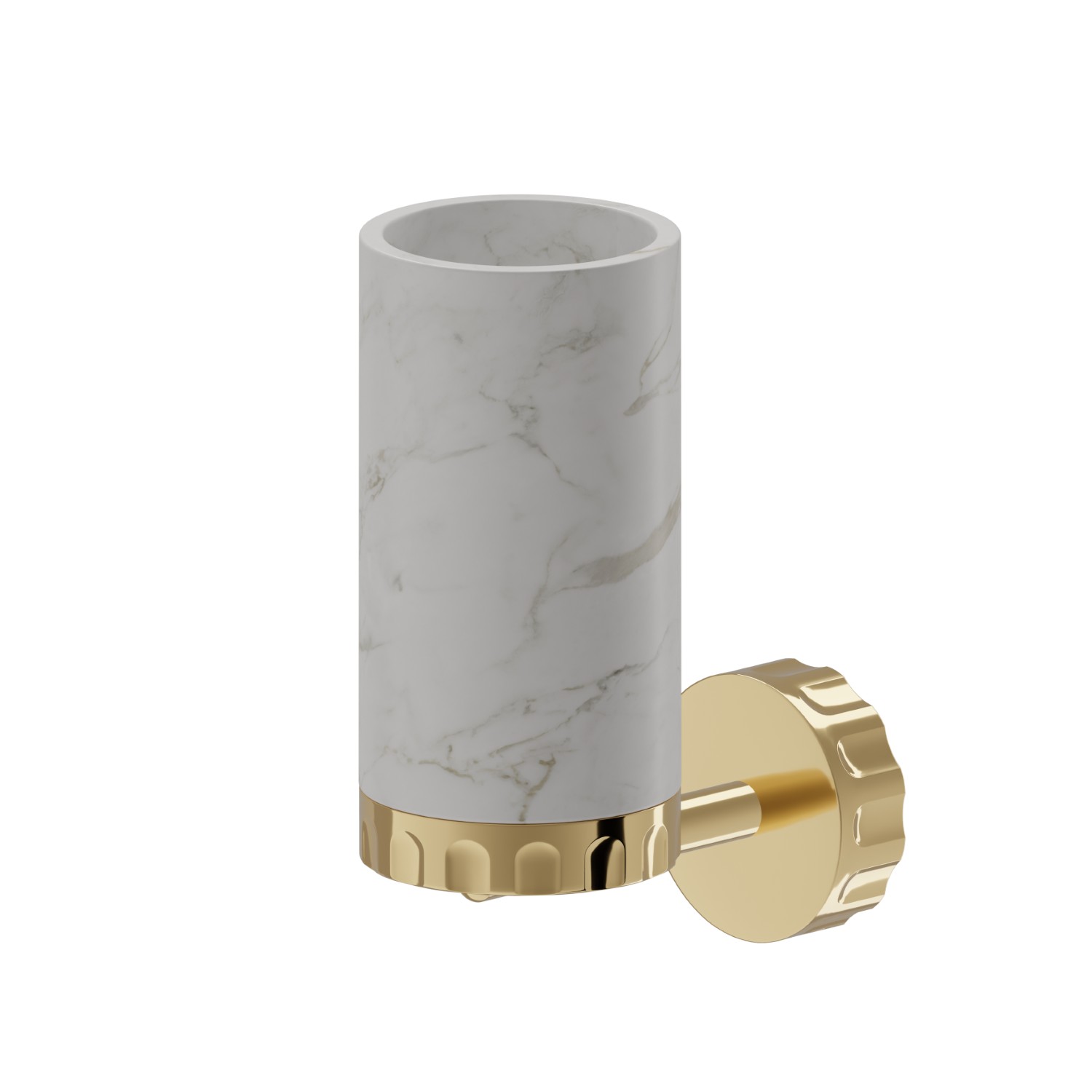 Porta bicchiere a muro. Marmo Calacatta - finitura PVD Glossy Gold
