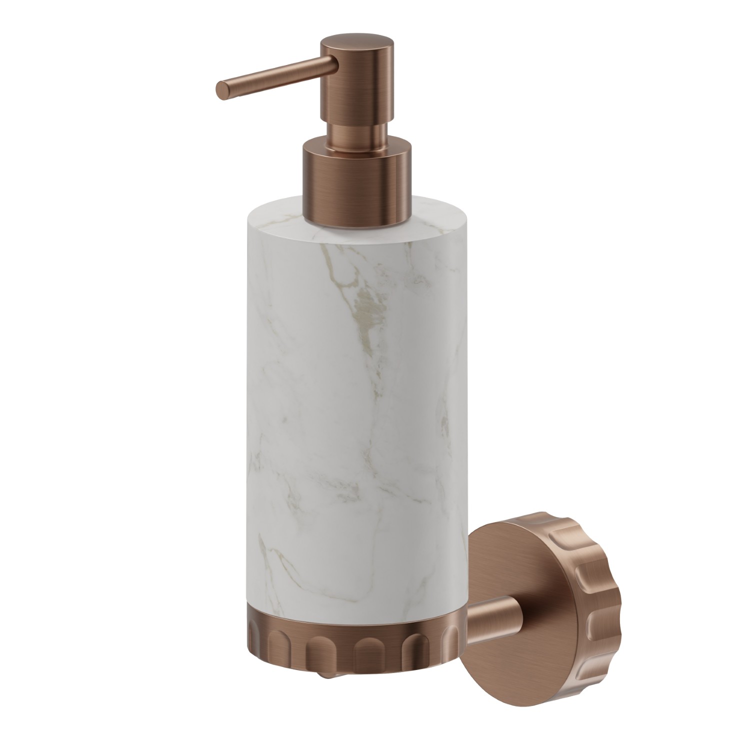 Dosa sapone a muro. Marmo Calacatta - finitura PVD Brushed Copper Bronze