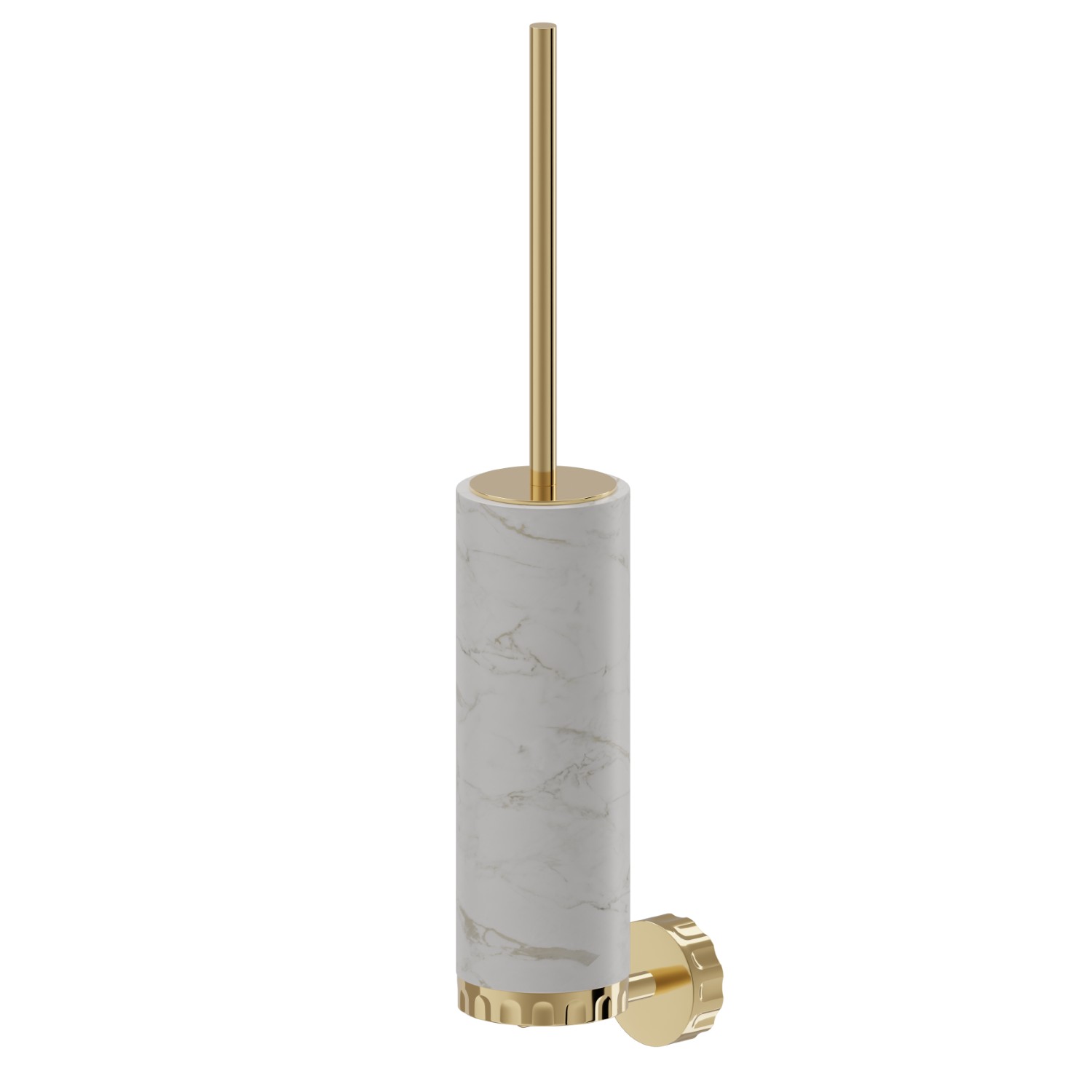 Porta scopino a muro con scopino. Marmo Calacatta - finitura PVD Glossy Gold
