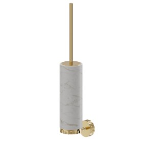 Porta scopino a muro con scopino. Marmo Calacatta - finitura PVD Glossy Gold