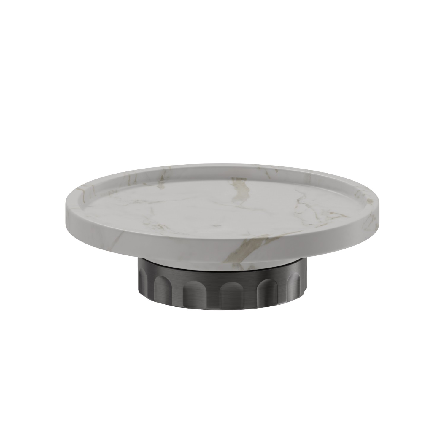 Porta sapone da appoggio. Marmo Calacatta - finitura PVD Brushed Gun Metal