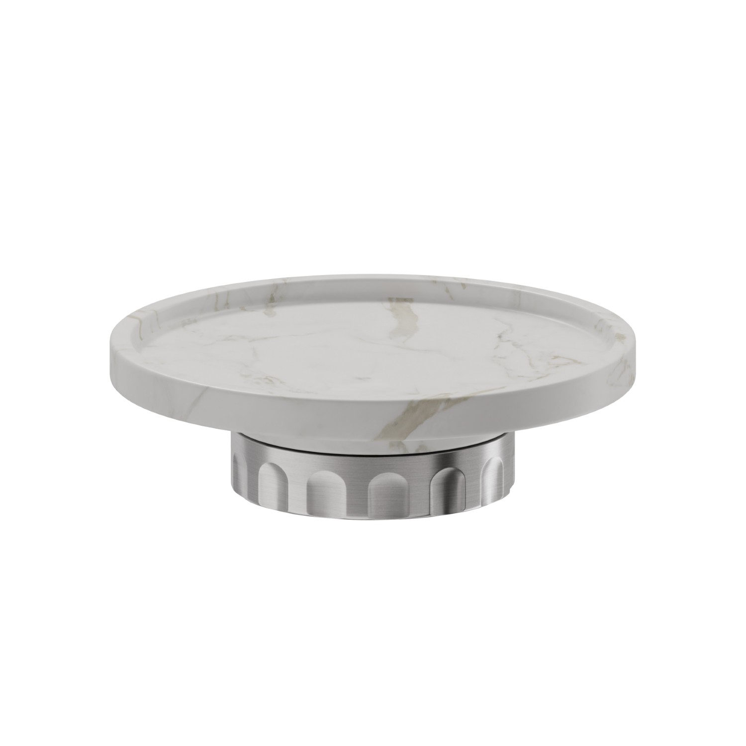 Freestanding soap dish. White marble - finish PVD Brushed steel