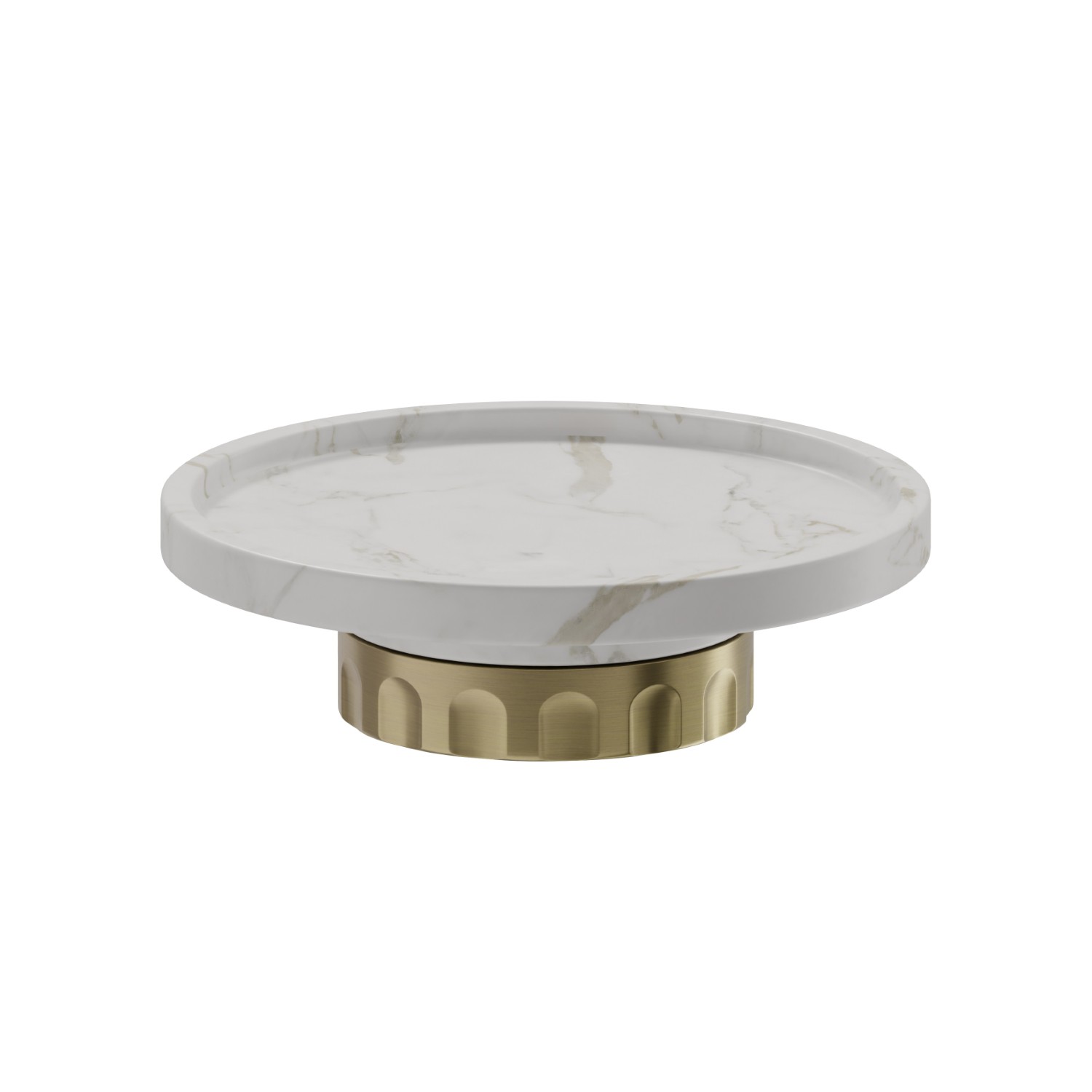 Freestanding soap dish. White marble - finish PVD Brushed Pale Gold
