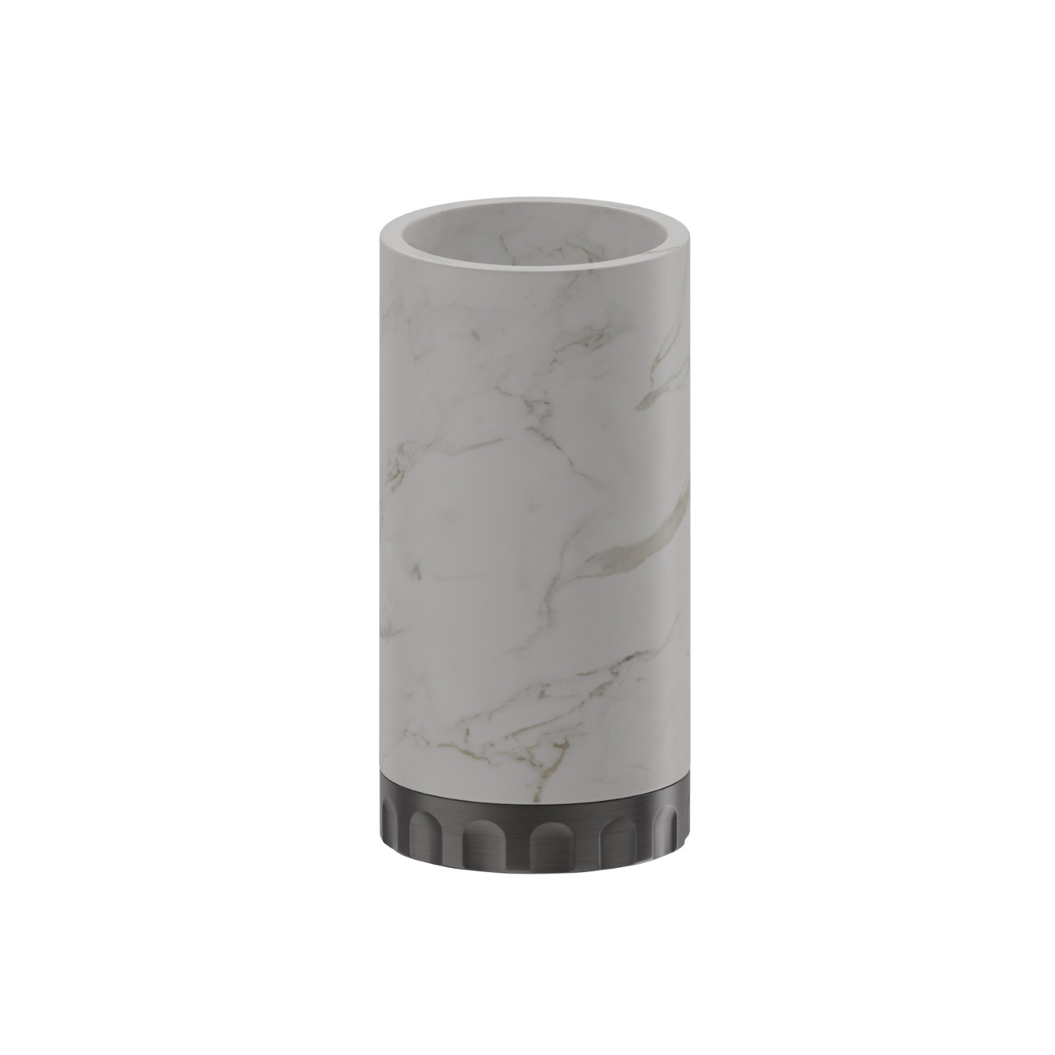 Freestanding tumbler. White marble - finish PVD Brushed Gun Metal
