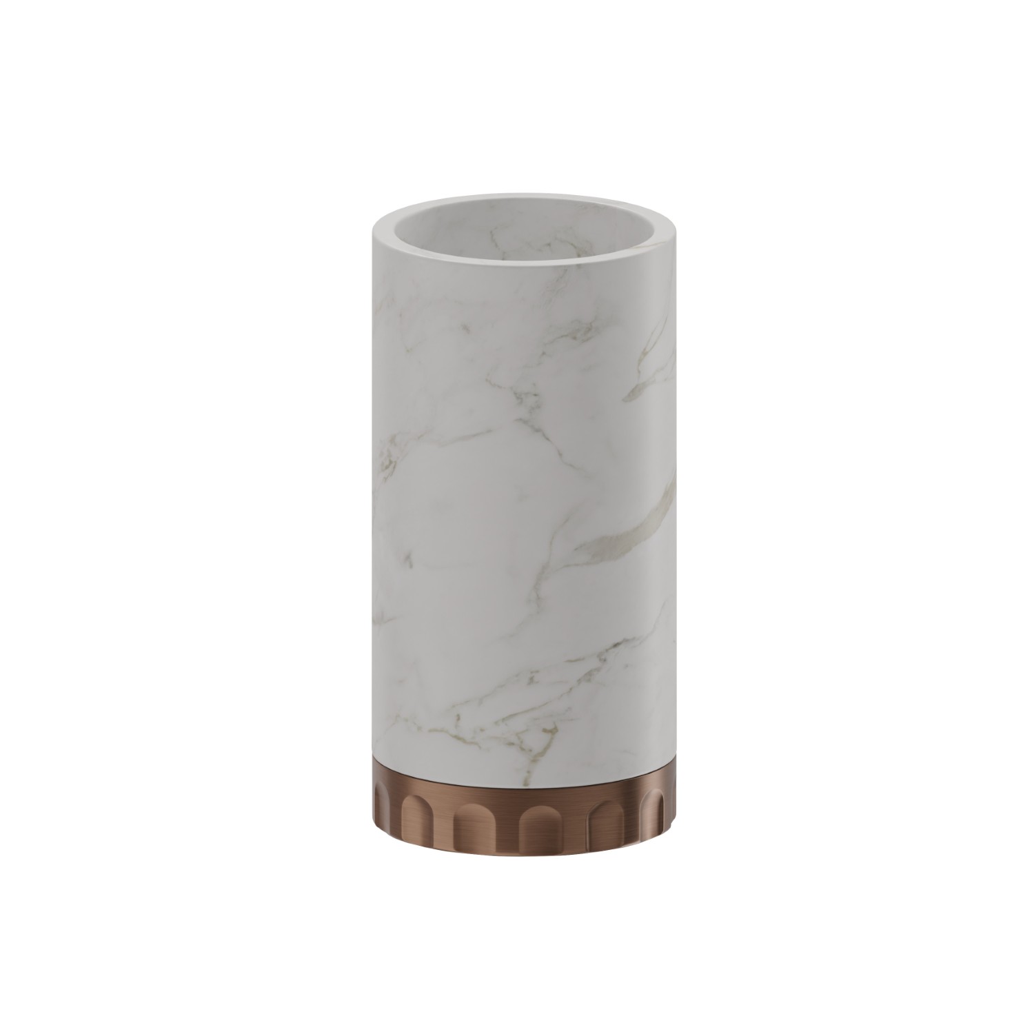 Arbeitsplatte aus Glas. Weissen marmor  - oberfläche PVD  Copper Bronze gebürstet
