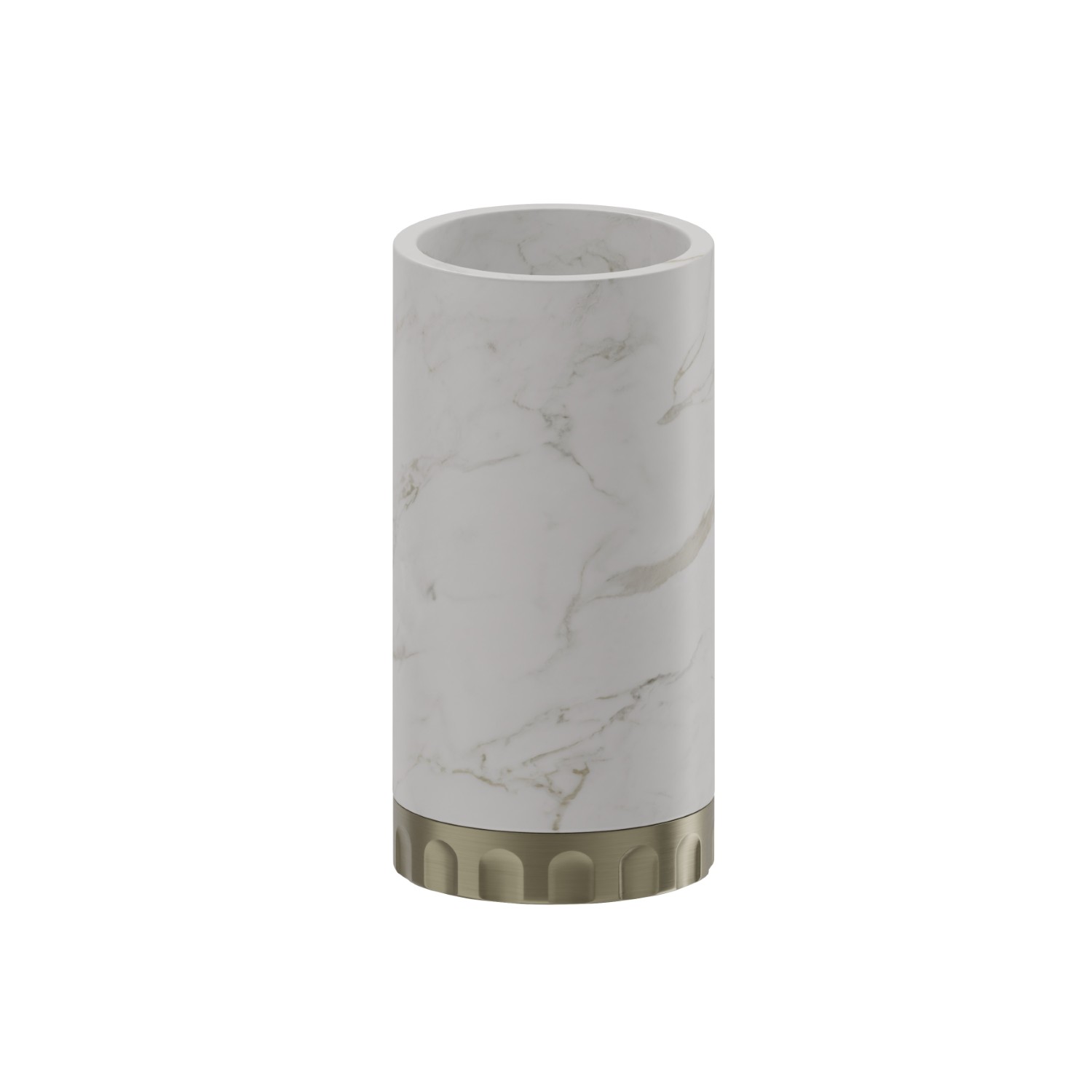 Porte-gobelet. Marbre blanc - finition PVD Brushed Pale Gold