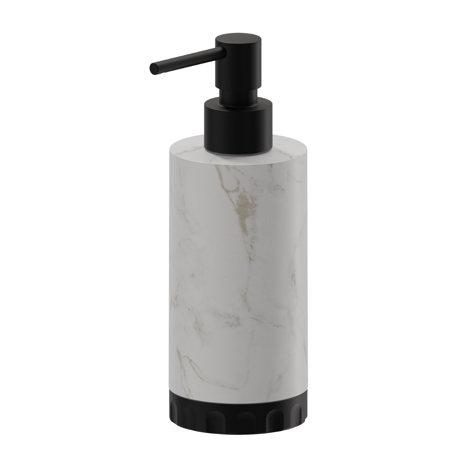 Distributeur de savon. Marbre blanc - finition Matt Black