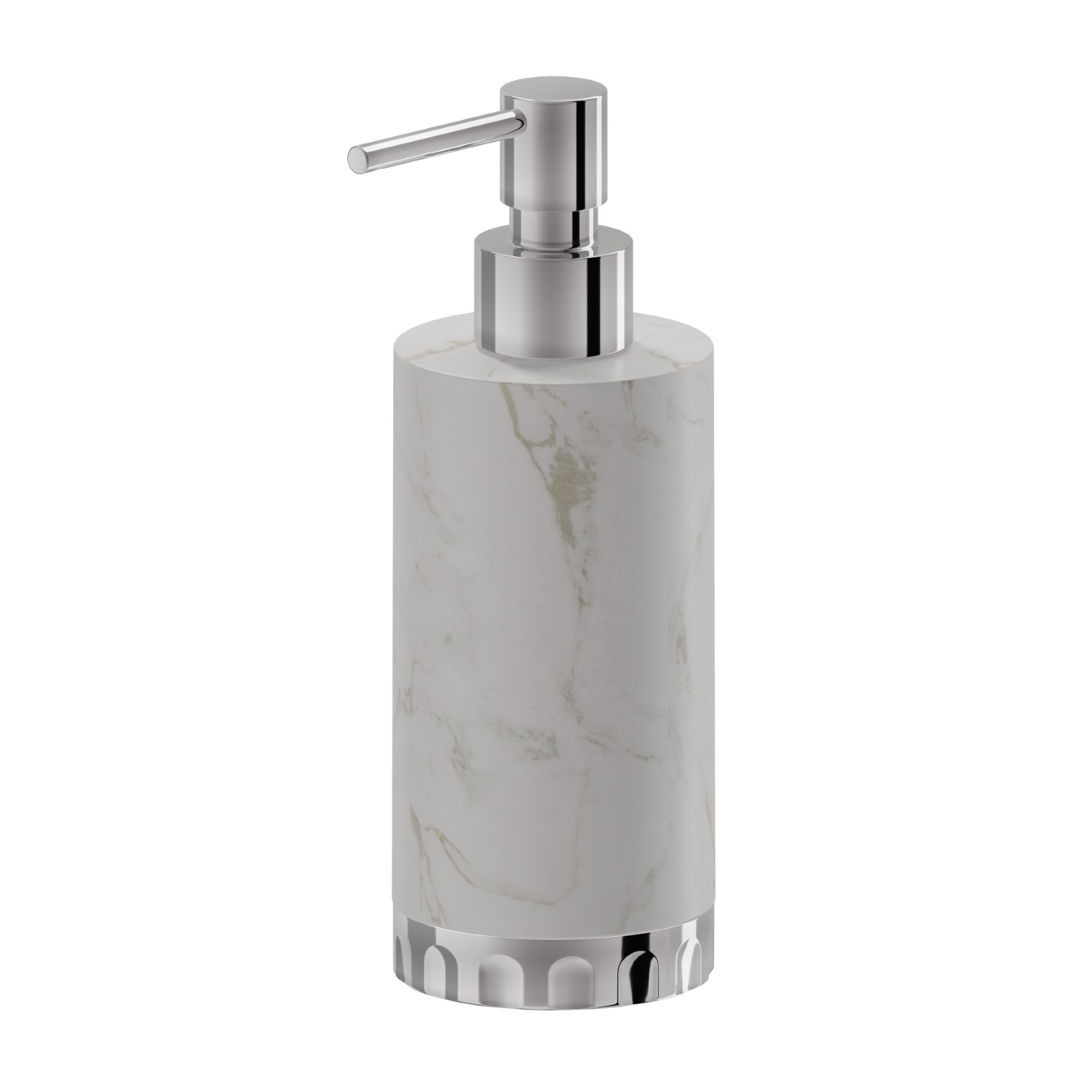 Freestanding soap dispenser. White marble - finish Chrome