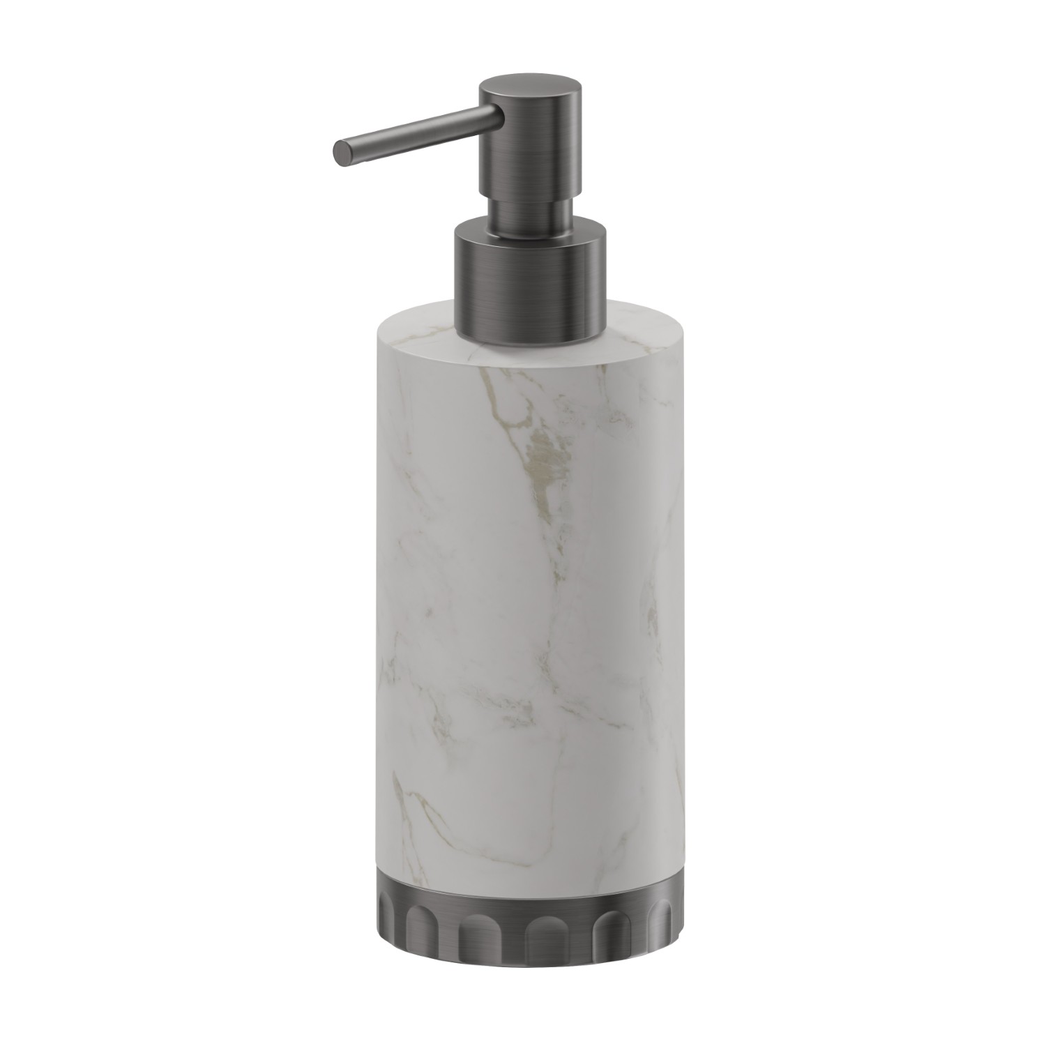Freestanding soap dispenser. White marble - finish PVD Brushed Gun Metal