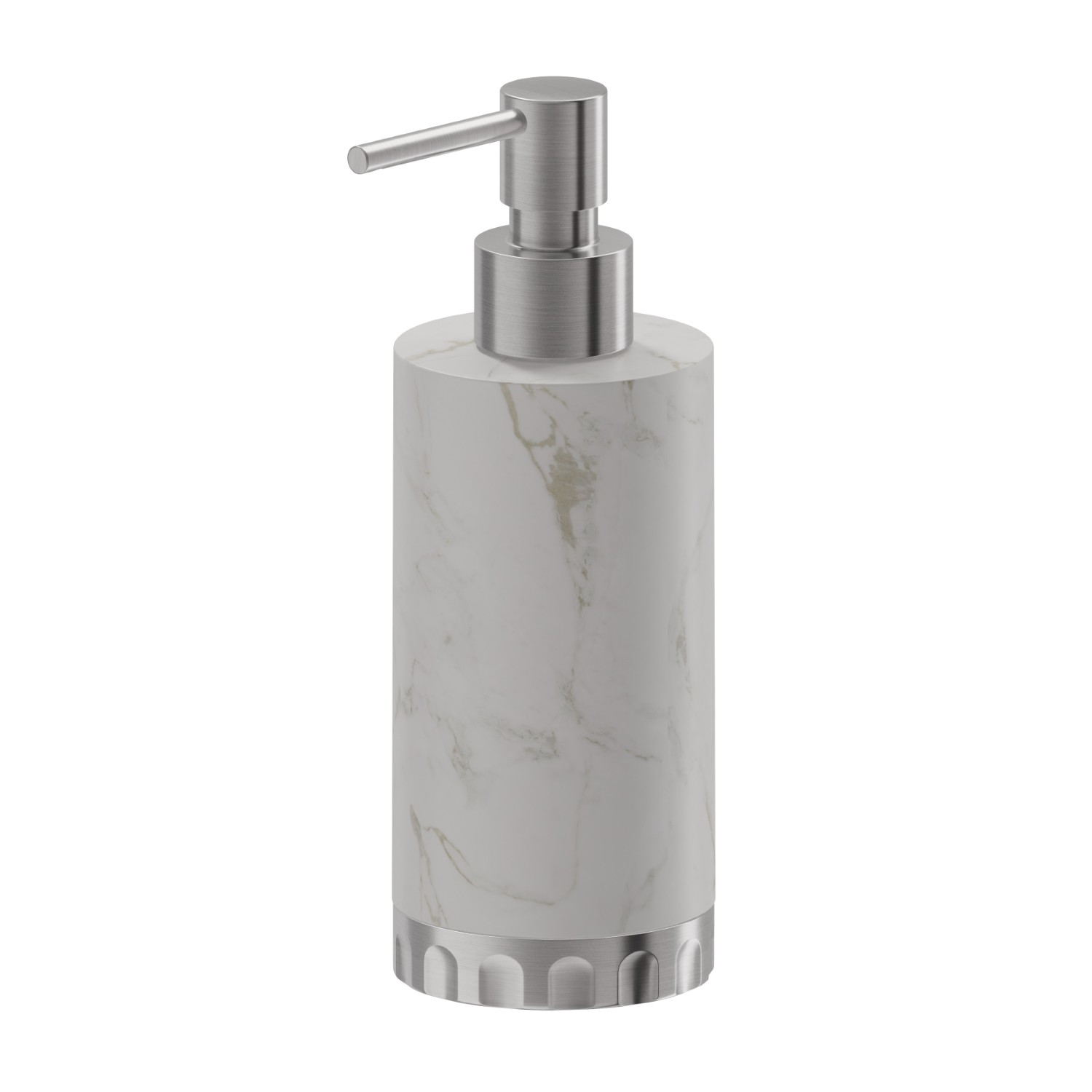 Freestanding soap dispenser. White marble - finish PVD Brushed steel