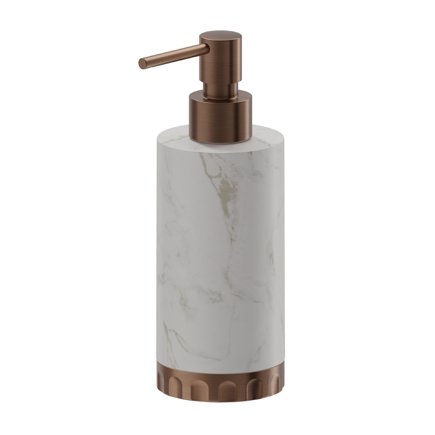Dosa sapone da appoggio. Marmo Calacatta - finitura PVD Brushed Copper Bronze