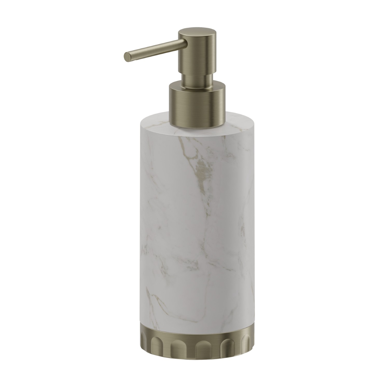 Distributeur de savon. Marbre blanc - finition PVD Brushed Pale Gold