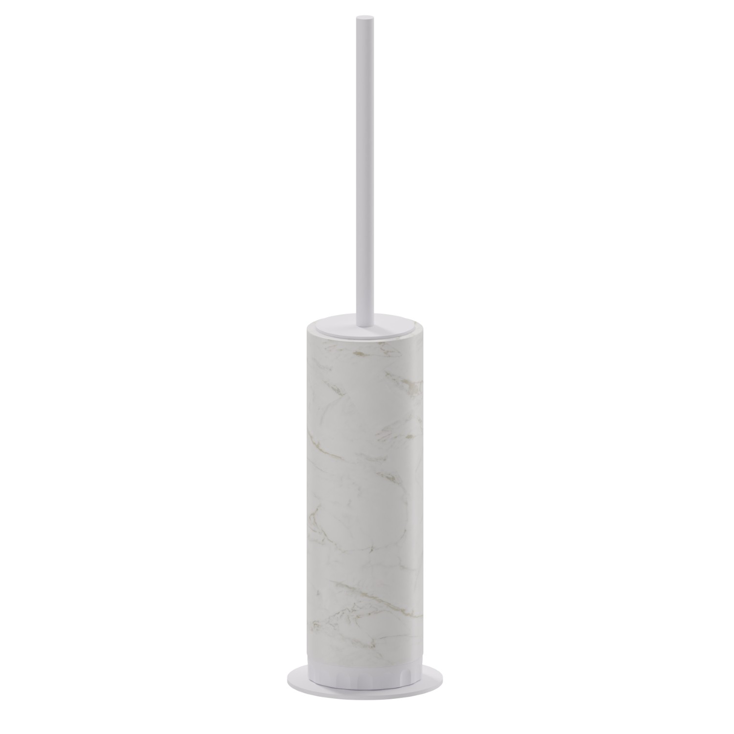 Porte-brosse de toilette sur pied avec brosse. Marbre blanc - finition Matt White