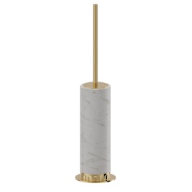 Porta scopino da appoggio con scopino. Marmo Calacatta - finitura PVD Glossy Gold