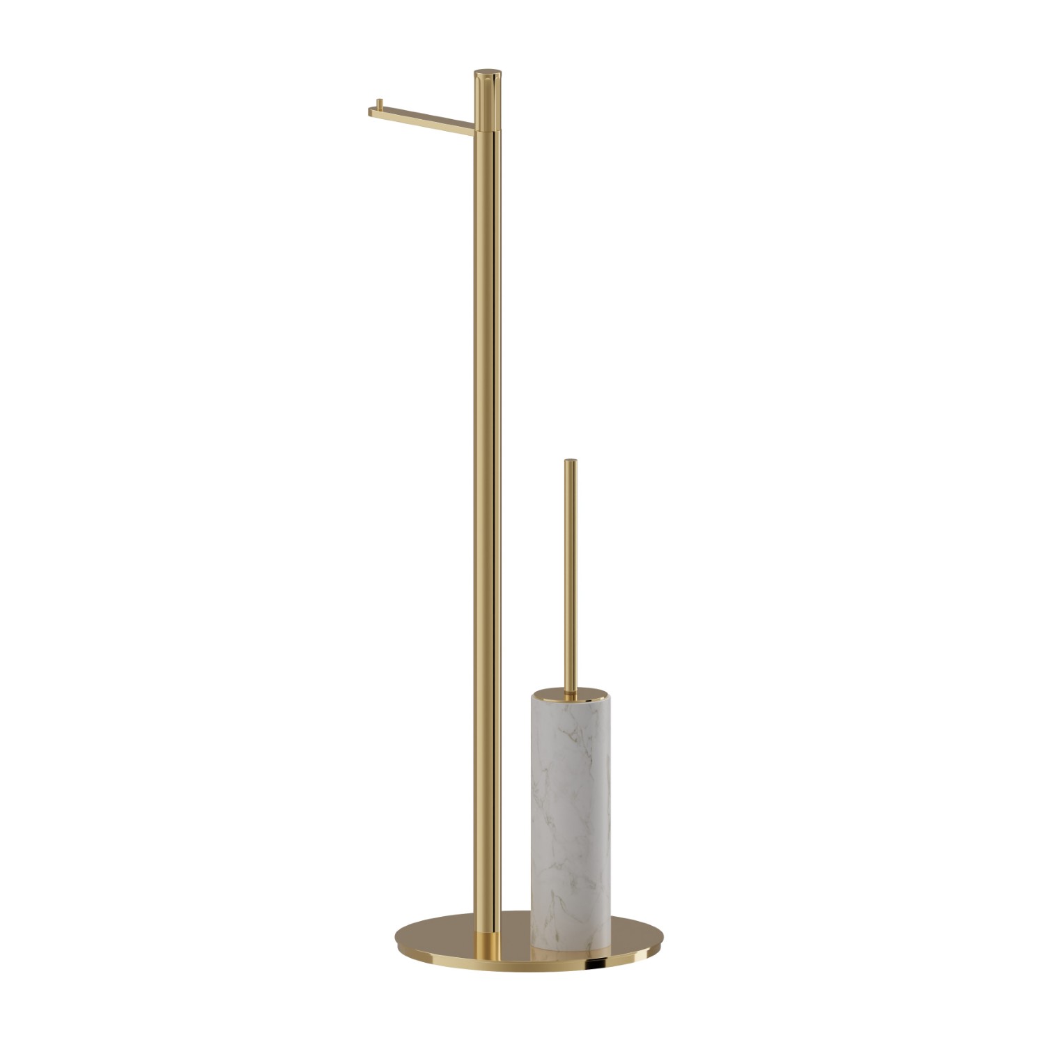 Piantana porta rotolo e porta scopino. Marmo Calacatta - finitura PVD Glossy Gold