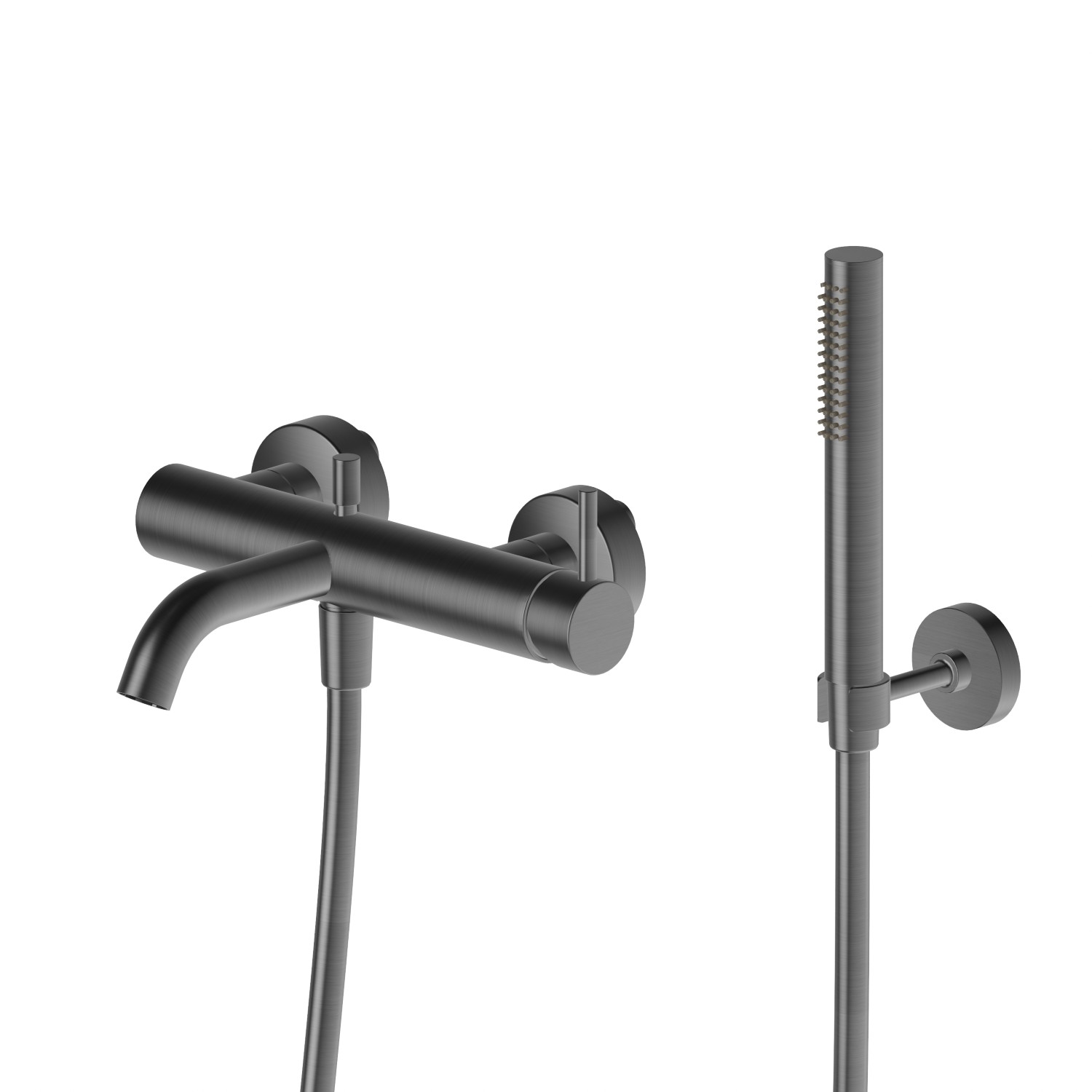 Miscelatore monocomando vasca esterno con deviatore automatico vasca/doccetta - finitura PVD Brushed Gun Metal