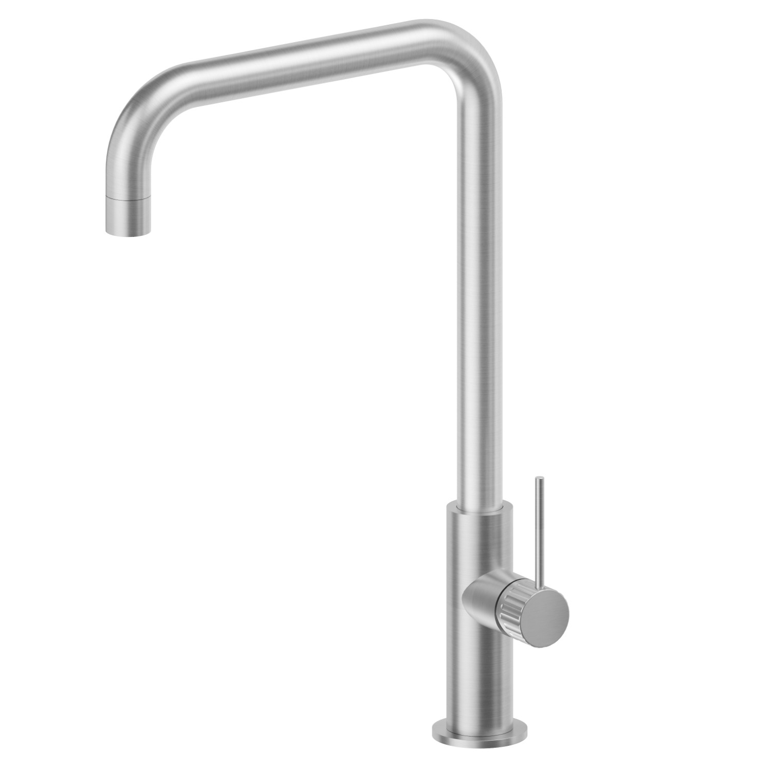 Single-lever sink mixer with squared swivel spout - finish Stainless Steel