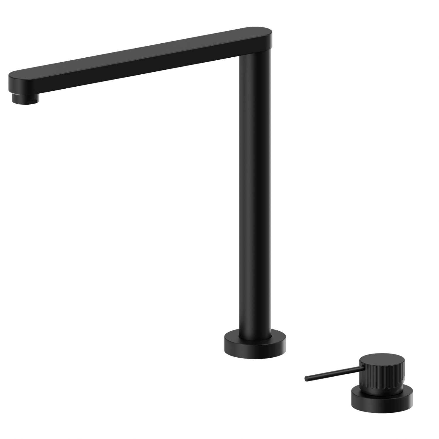 Single-lever sink group with flat pull-down spout - finish Matt Black