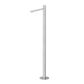 Single lever basin mixer with floor pillar union - finish Stainless Steel