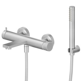 Miscelatore monocomando vasca esterno con deviatore meccanico vasca/doccetta - finitura Acciaio Inox