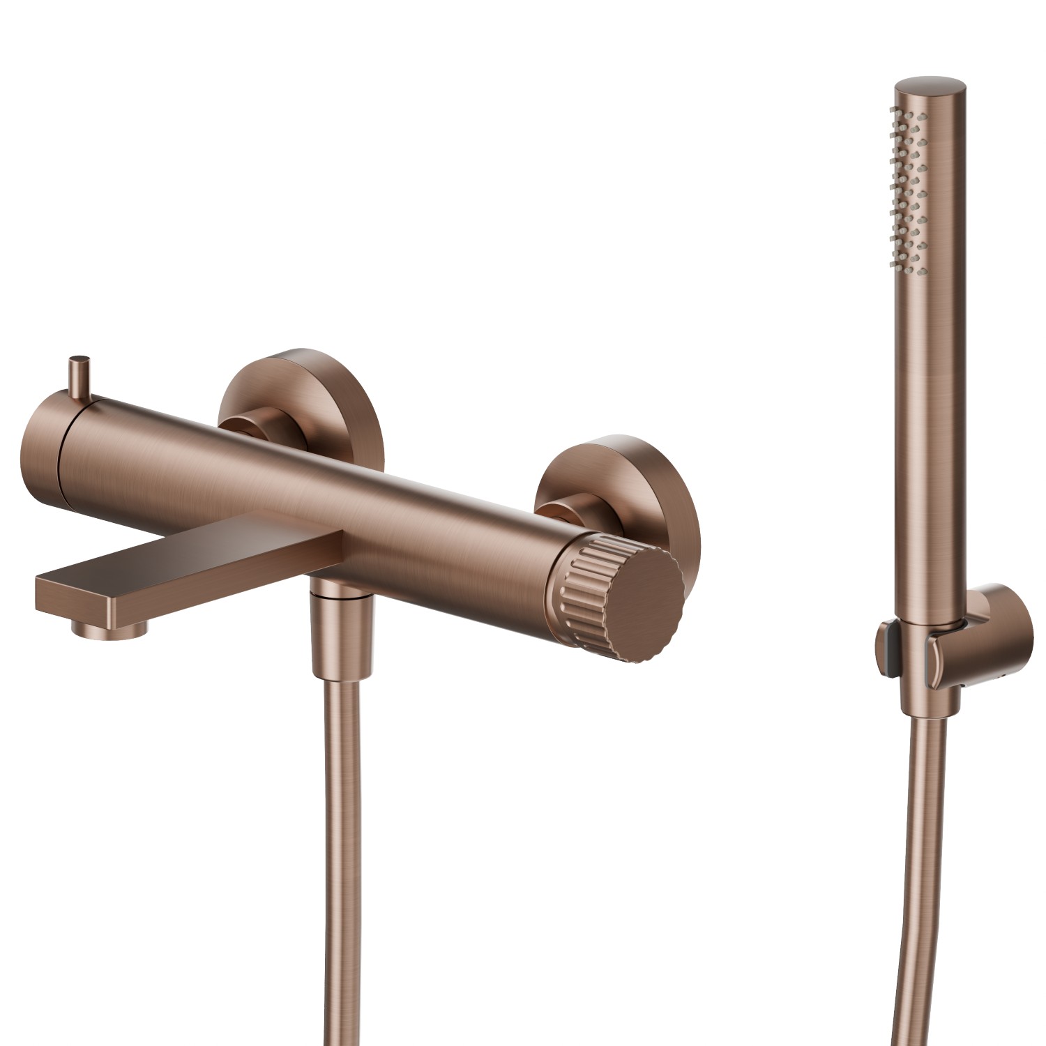 Single lever exposed bath mixer mechanical diverter bath/shower set - finish PVD Brushed Copper Bronze