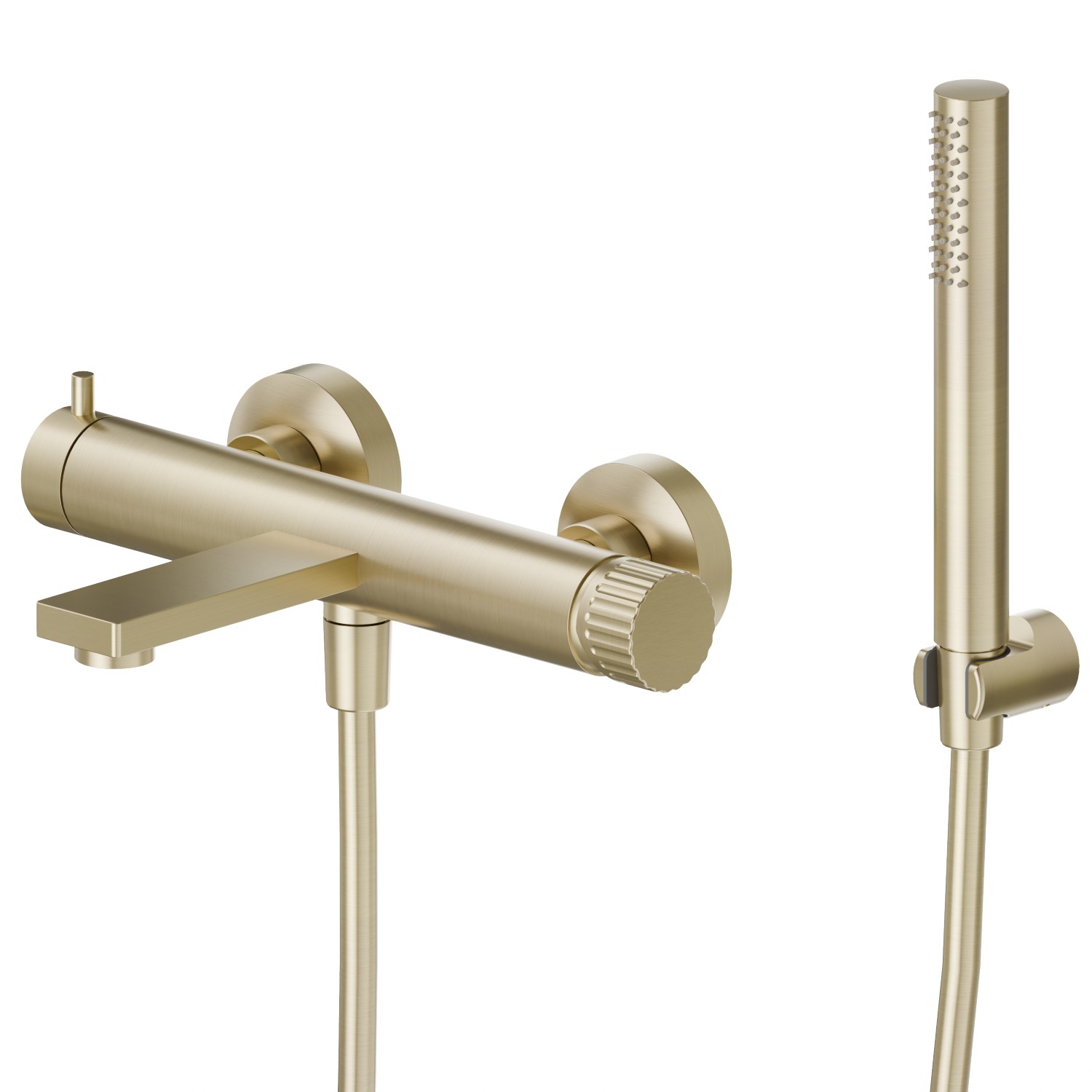 Single lever exposed bath mixer mechanical diverter bath/shower set - finish PVD Brushed Pale Gold