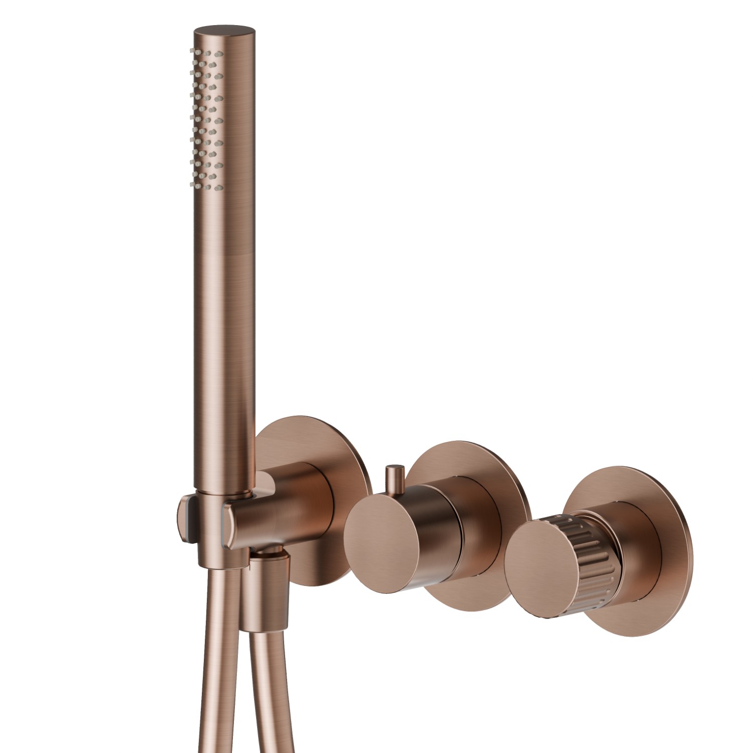 Complete concealed shower group, with shower set and 2 ways out diverter - finish PVD Brushed Copper Bronze