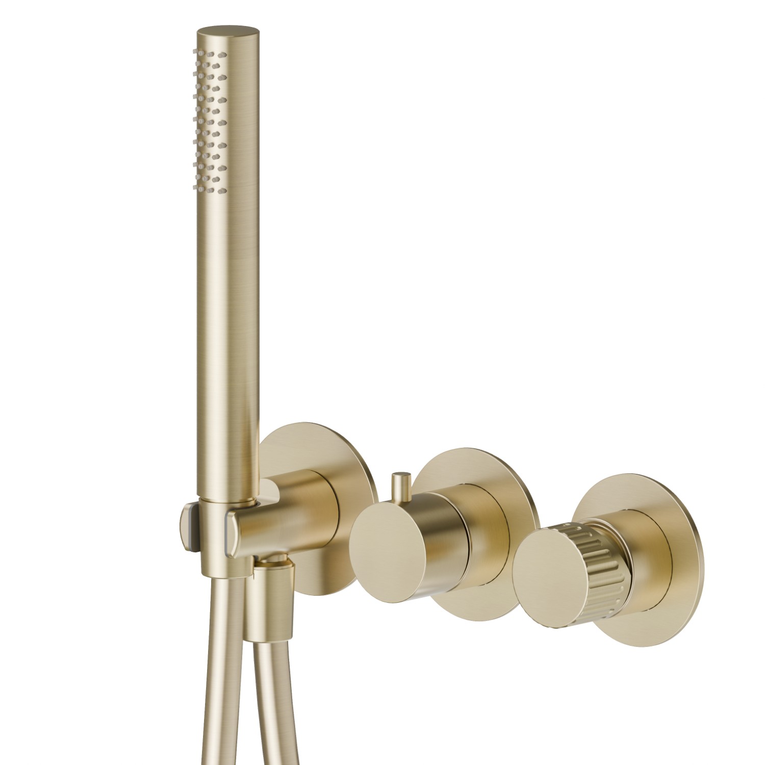 Mitigeur mural 2 sorties avec douchette et inverseur - finition PVD Brushed Pale Gold