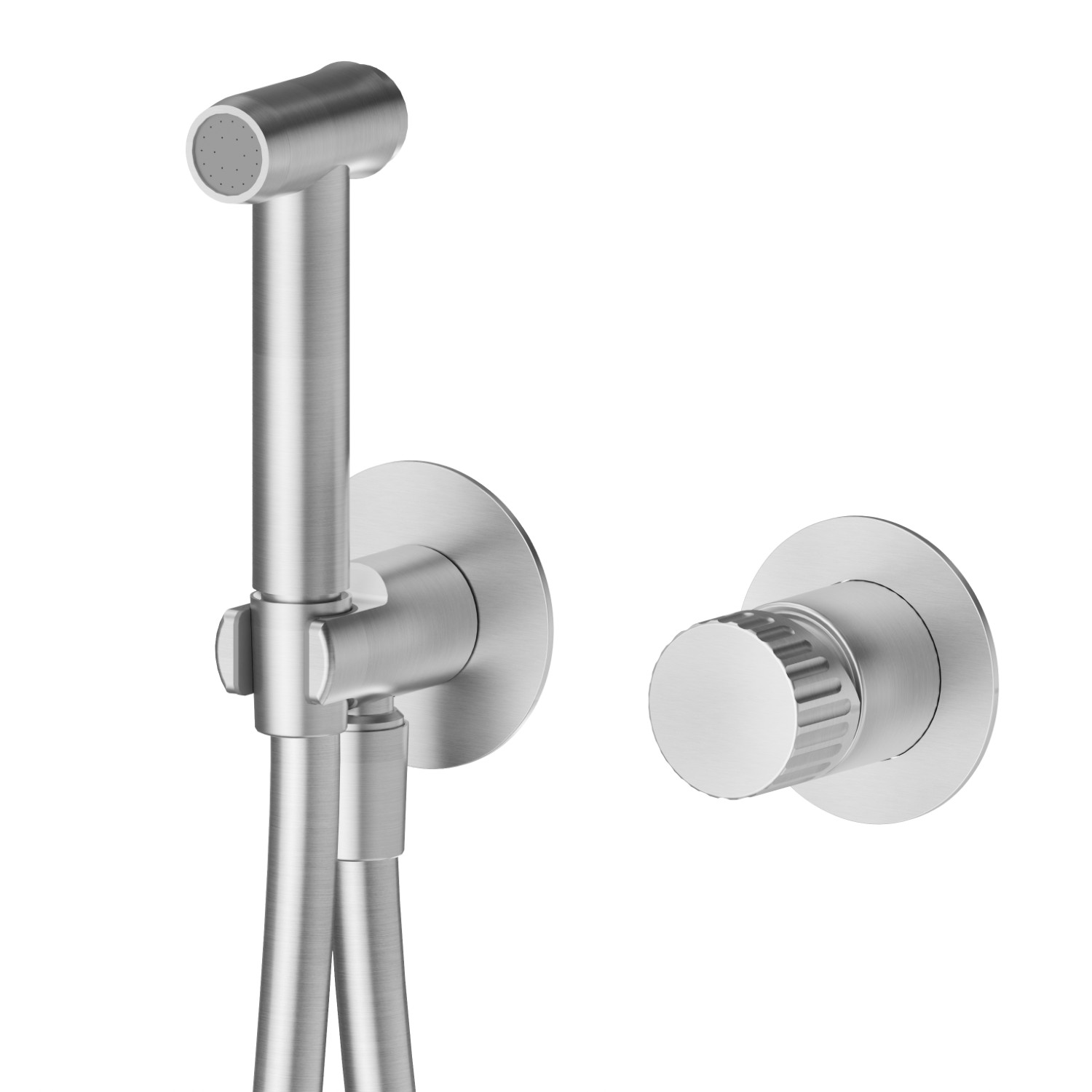 Single lever mixer, hot and cold water, for personal hygiene and toilet - finish Stainless Steel
