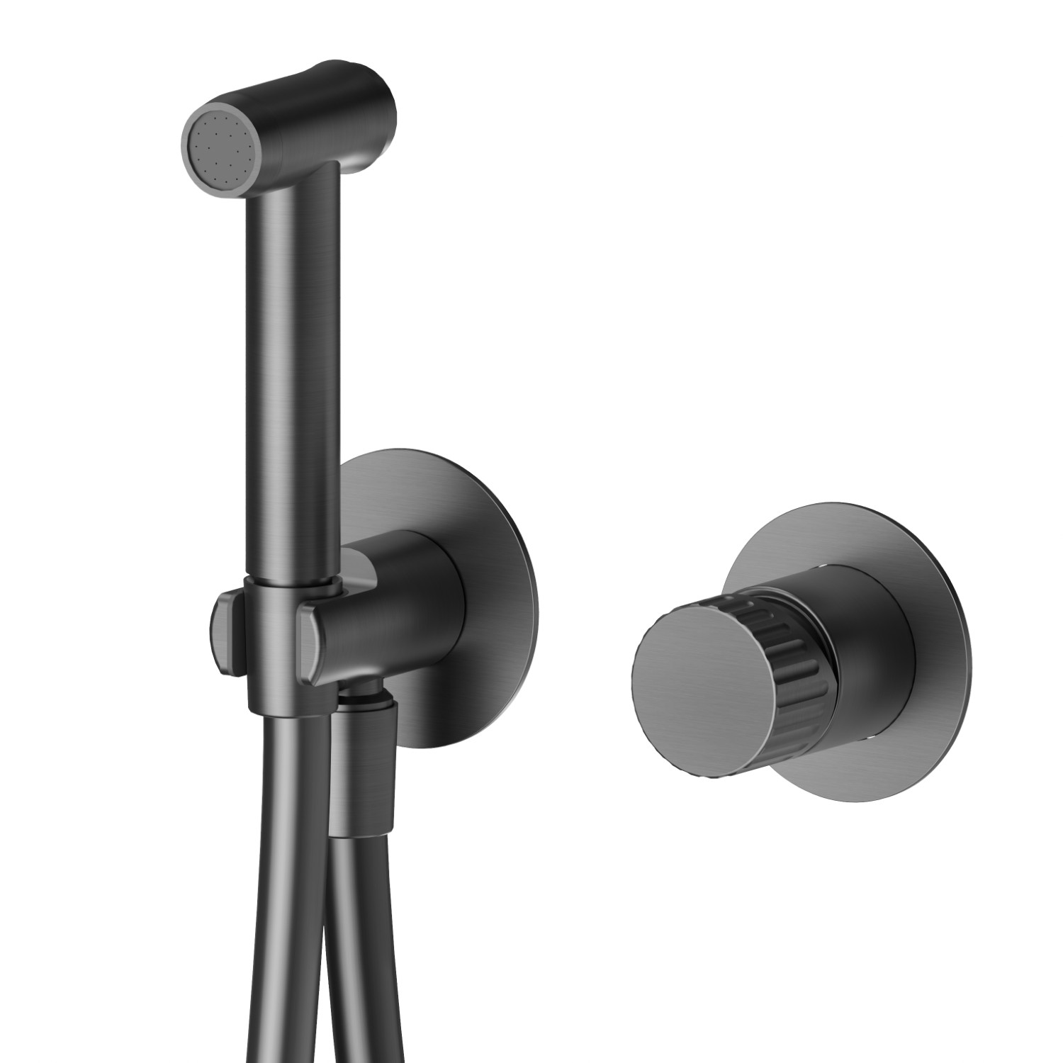 Single lever mixer, hot and cold water, for personal hygiene and toilet - finish PVD Brushed Gun Metal