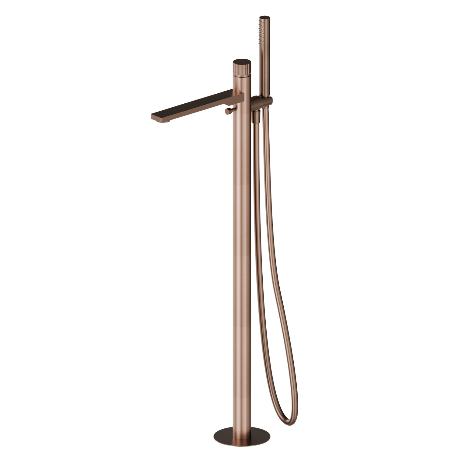 Gruppo vasca a pavimento con miscelatore incorporato, deviatore e set doccia - finitura PVD Brushed Copper Bronze