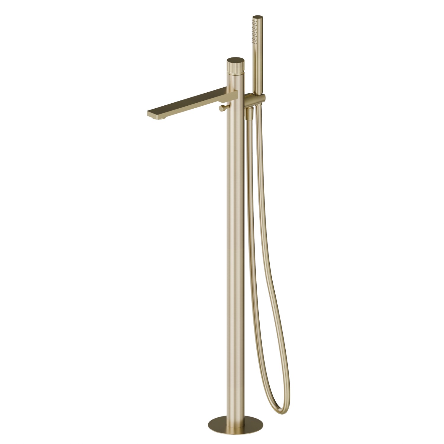 Gruppo vasca a pavimento con miscelatore incorporato, deviatore e set doccia - finitura PVD Brushed Pale Gold