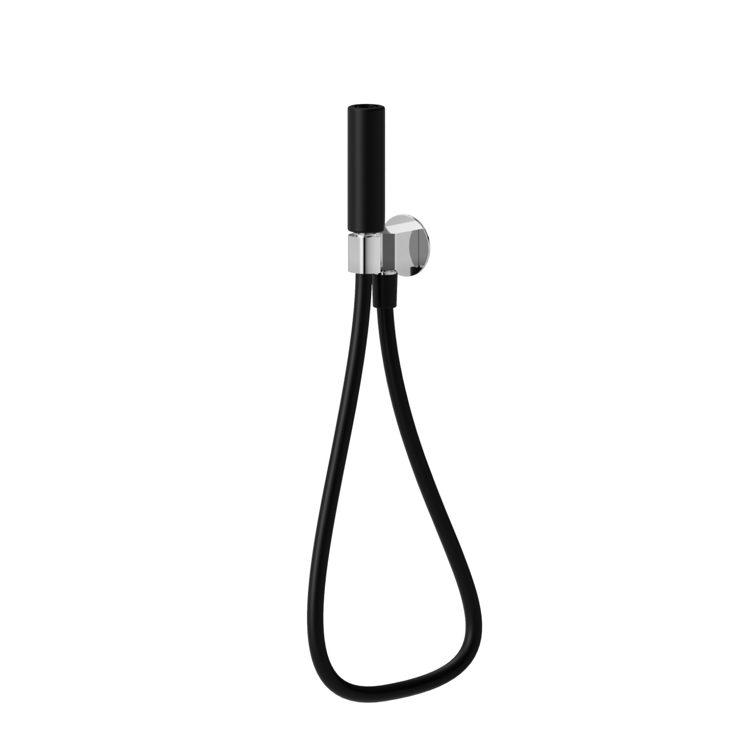 Duschset komplett mit Handbrause, flexiblem Schlauch und Halterung mit Wasseranschluss, geeignet für die Hydrotherapie - oberfläche Matt black + Chrome