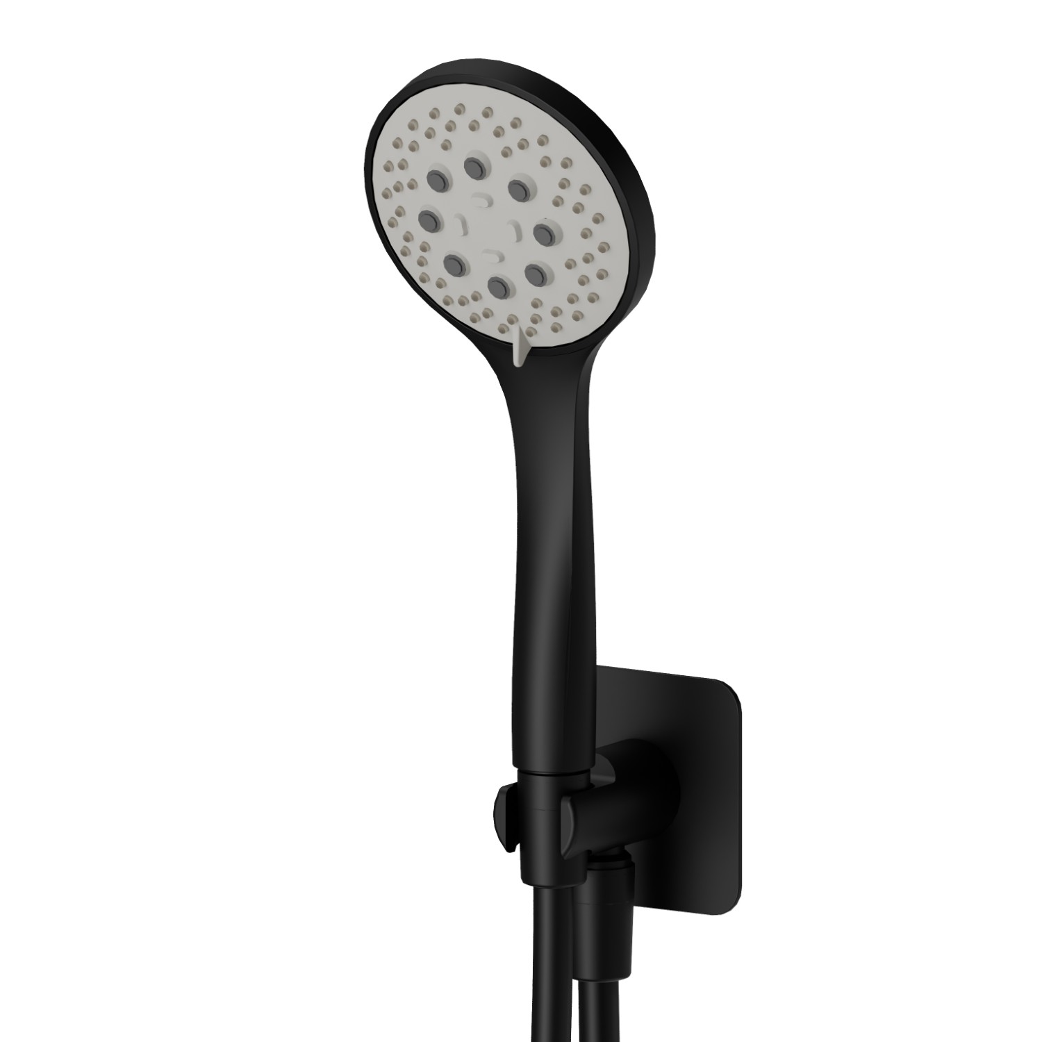 Complete shower set, with 3-jet ABS hand shower, flexible and wall union with shower holder - finish Matt Black