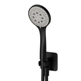 Complete shower set, with 3-jet ABS hand shower, flexible and wall union with shower holder - finish Matt Black