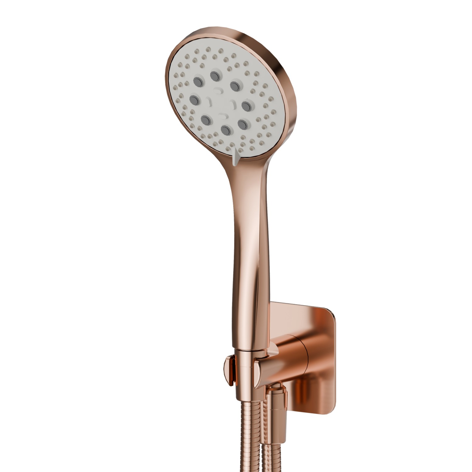 Set doccia completo di doccetta 3 getti in ABS, flessibile e supporto con presa acqua - finitura PVD Copper Bronze