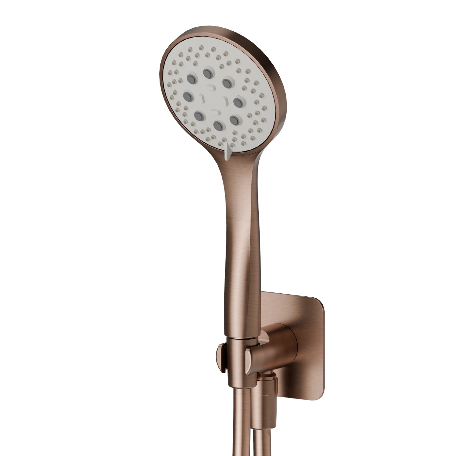Brausegarnitur komplett mit 3-Strahl-ABS-Handbrause, flexiblem Schlauch und Halterung mit Wasseranschluss - oberfläche PVD  Copper Bronze gebürstet