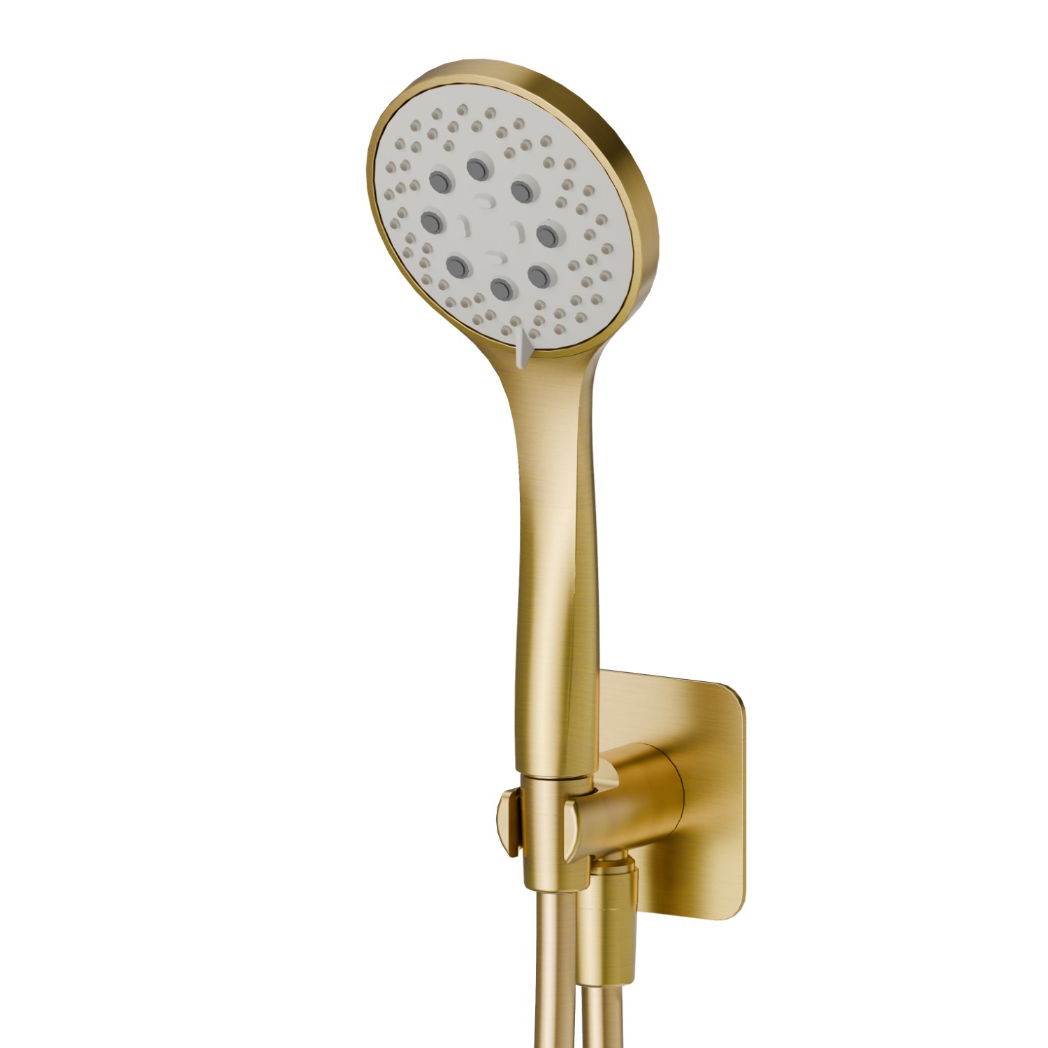 Set doccia completo di doccetta 3 getti in ABS, flessibile e supporto con presa acqua - finitura PVD Brushed Gold