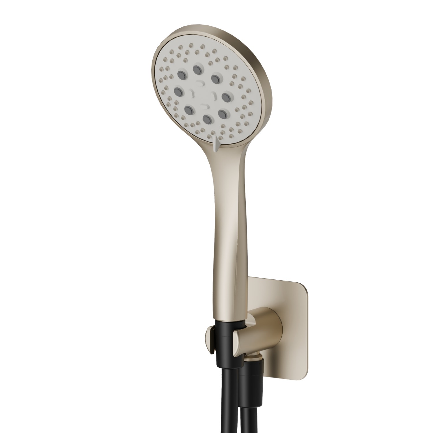 Set doccia completo di doccetta 3 getti in ABS, flessibile e supporto con presa acqua - finitura Gold Satin