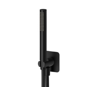 Complete shower set, with brass hand shower, flexible and wall union with shower holder - finish Matt Black