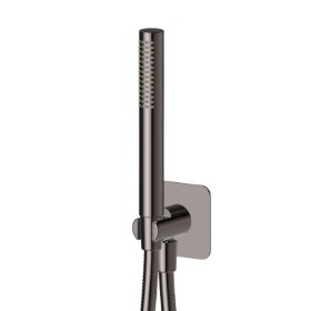 Complete shower set, with brass hand shower, flexible and wall union with shower holder - finish PVD Gun Metal