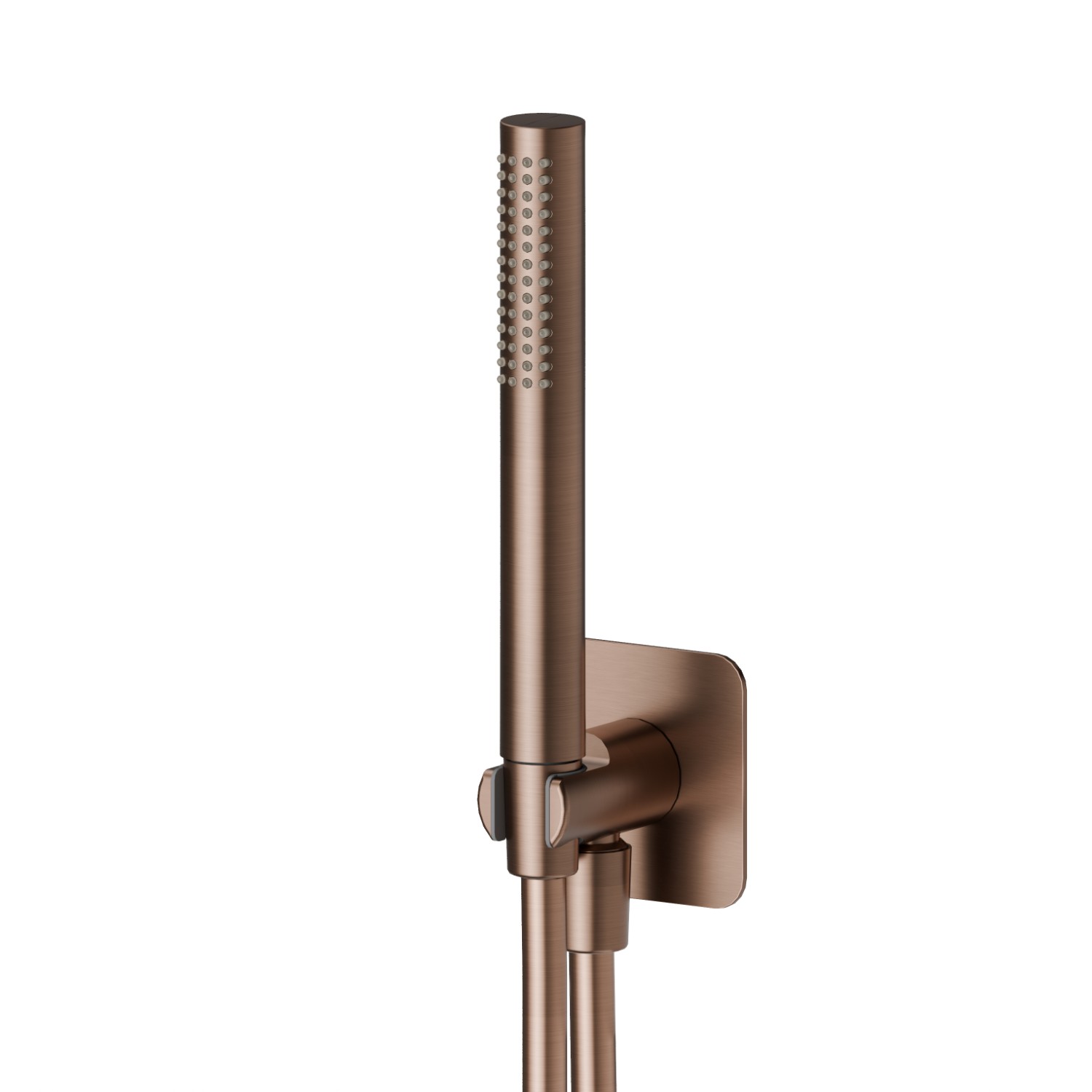 Set doccia completo di doccetta in ottone, flessibile e supporto con presa acqua. - finitura PVD Brushed Copper Bronze