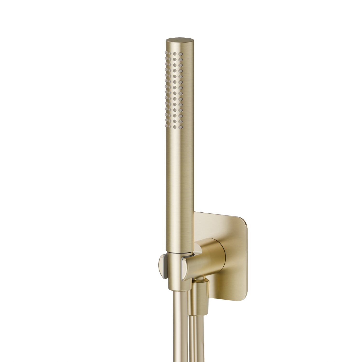 Duschset komplett mit Messing Handbrause, flexibel und Halterung mit Wasseranschluss - oberfläche PVD  Pale Gold gebürstet