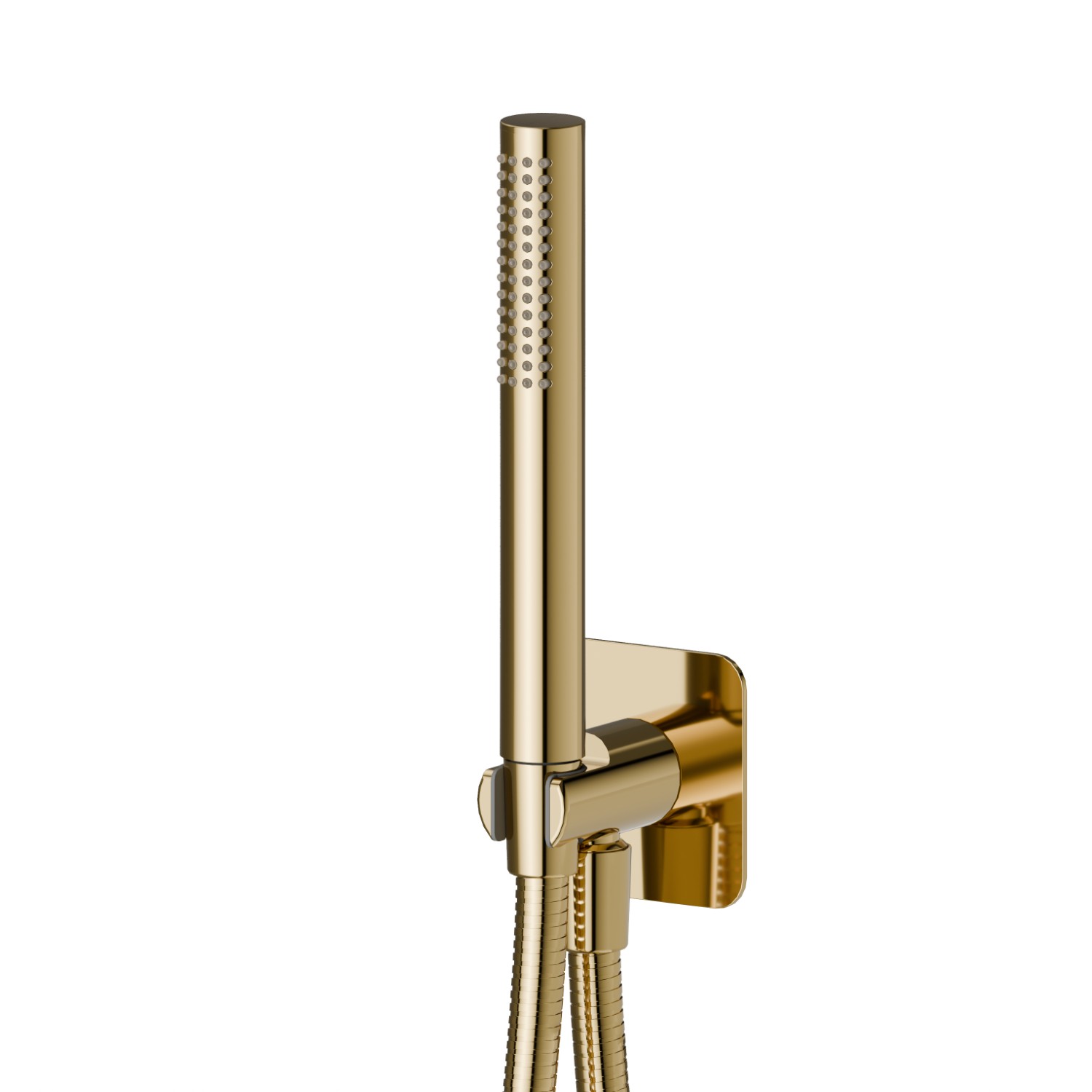 Duschset komplett mit Messing Handbrause, flexibel und Halterung mit Wasseranschluss - oberfläche PVD Glossy Gold