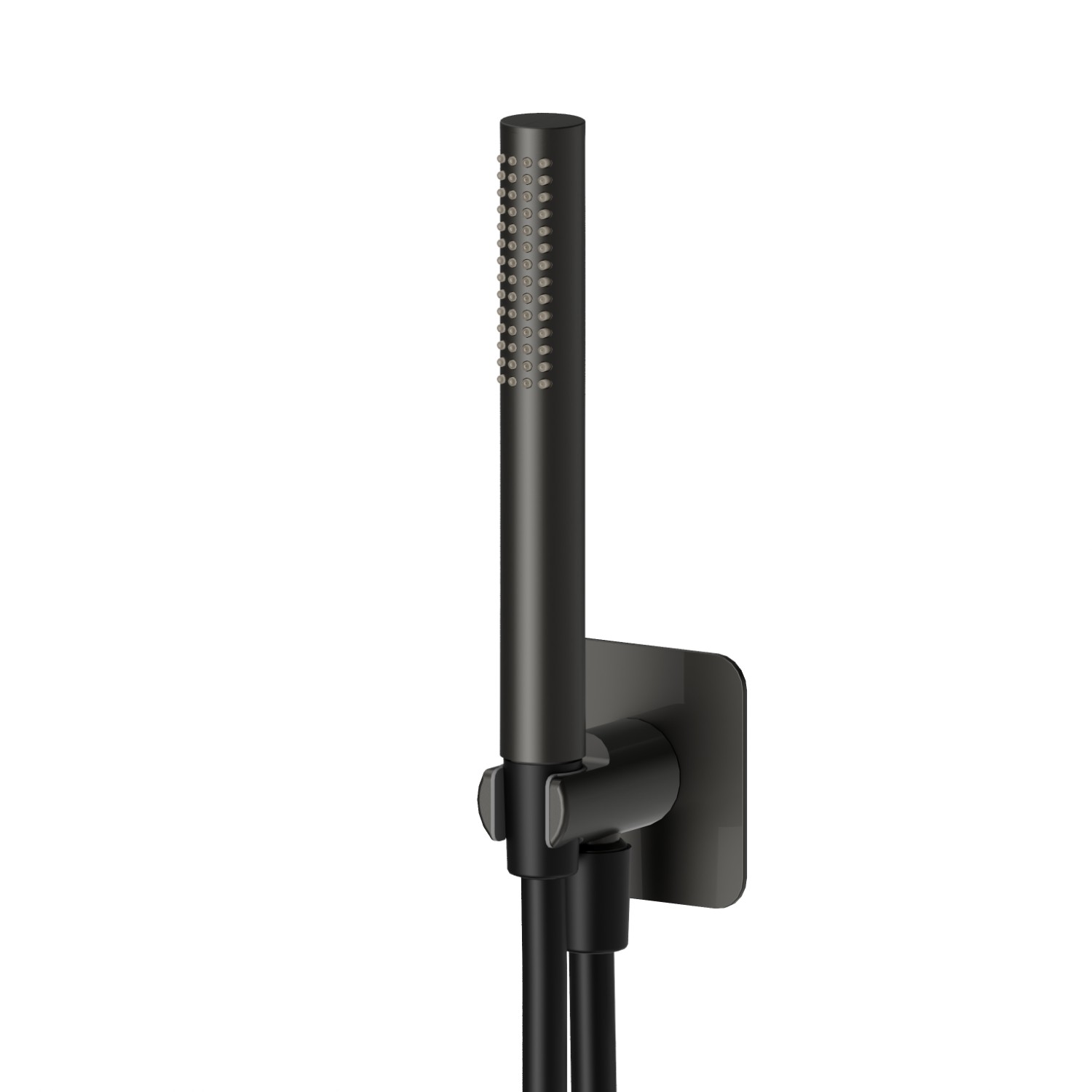 Set doccia completo di doccetta in ottone, flessibile e supporto con presa acqua. - finitura Carbon Satin