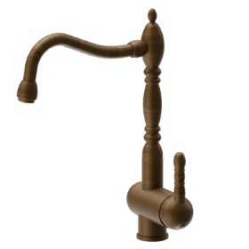 Single-lever sink mixer, tubular swivel “retro” style spout - finish Groove Bronze