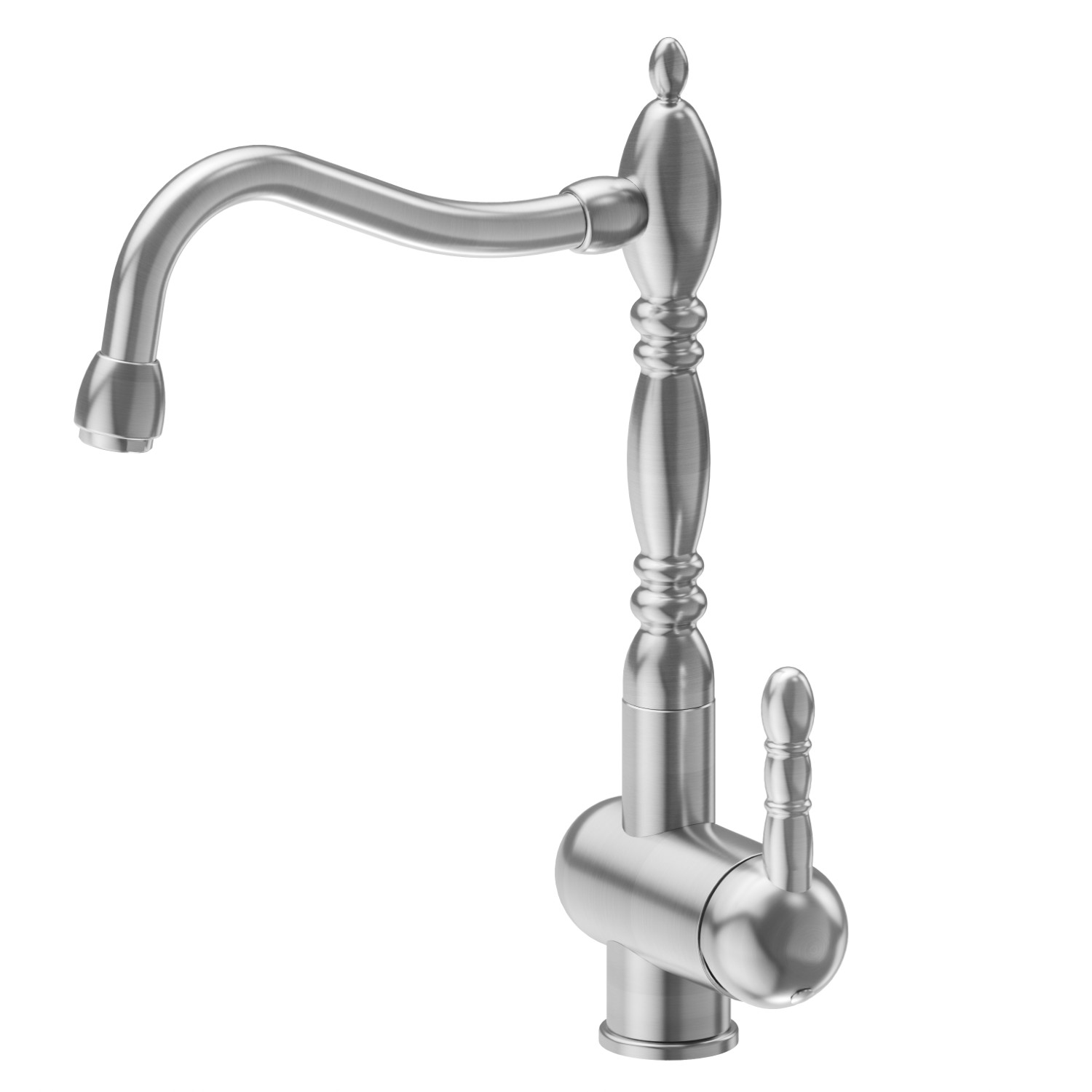 Mitigeur monocommande évier avec bec pivotant style rétro - finition PVD Brushed steel